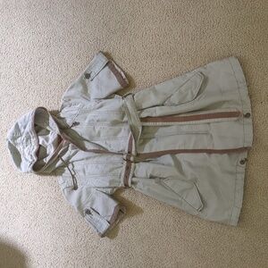 Free People Women's Hooded Short Sleeves Trench Utility Khaki Jacket Dress